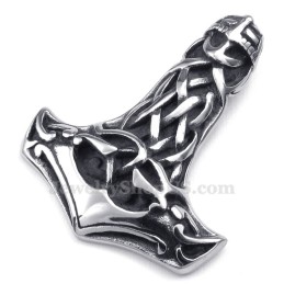 Colar Com Pingente De Martelo De Thor E Caveira De Titânio (Corrente Grátis)