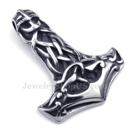 Colar Com Pingente De Martelo De Thor E Caveira De Titânio (Corrente Grátis)