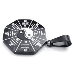 Colar Com Pingente De Titânio Black Eight Diagrams (Corrente Grátis)