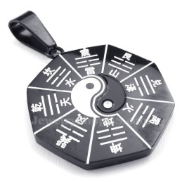 Colar Com Pingente De Titânio Black Eight Diagrams (Corrente Grátis)