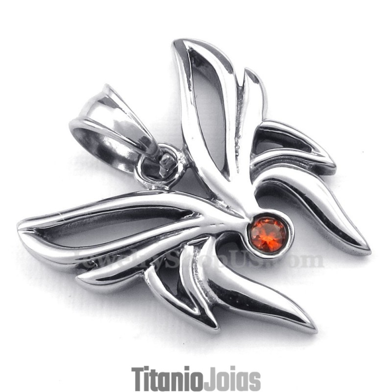 Colar Com Pingente De Borboleta De Titânio E Zircônia Vermelha (Corrente Grátis) Colar Com Pingente De Borboleta De Titânio E Zircônia Vermelha (Corrente Grátis)