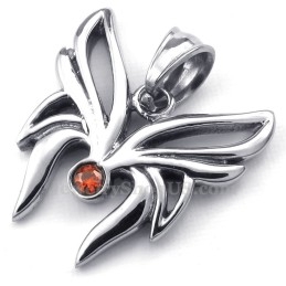 Colar Com Pingente De Borboleta De Titânio E Zircônia Vermelha (Corrente Grátis)