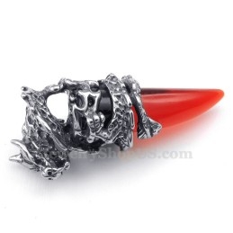 Colar Com Pingente De Dente De Dragão Em Titânio Vermelho (Corrente Grátis)
