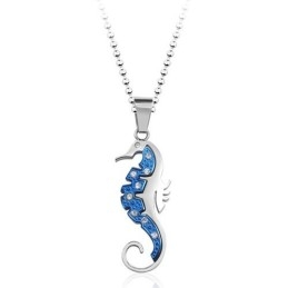 Novo Estilo De Pingente De Titânio Kaup Hippocampus Azul Com Diamantes - Corrente Grátis