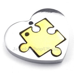 Colar Com Pingente De Corações De Titânio Gold Couples (Corrente Grátis) (Um Par)