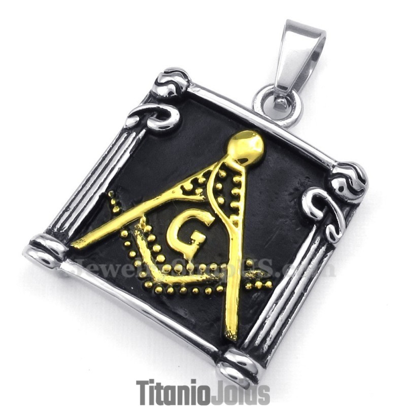 Colar Com Pingente Maçônico De Titânio (Corrente Grátis)
