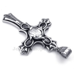 Colar Com Pingente De Cruz De Titânio E Zircônia Branca (Corrente Grátis)