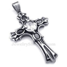 Colar Com Pingente De Cruz De Titânio E Zircônia Branca (Corrente Grátis)