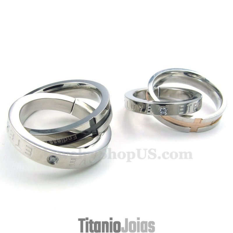Colar Com Pingente De Anéis Entrelaçados De Titânio Para Casais, Presente De Amor (Corrente Grátis) (Um Par) Colar Com Pingente De Anéis Entrelaçados De Titânio Para Casais, Presente De Amor (Corrente Grátis) (Um Par)