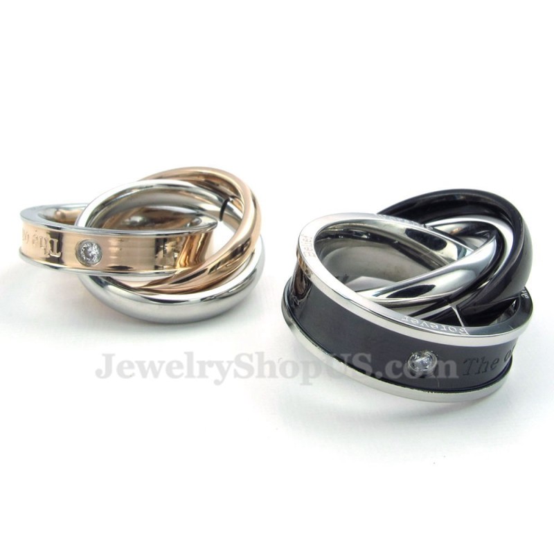 Colar Com Pingente De Casais De Titânio Com Círculos Entrelaçados (Corrente Grátis) (Um Par)