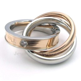 Colar Com Pingente De Casais De Titânio Com Círculos Entrelaçados (Corrente Grátis) (Um Par)