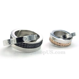 Colar Com Pingente De Círculos Entrelaçados Titanium Lovers (Corrente Grátis) (Um Par)