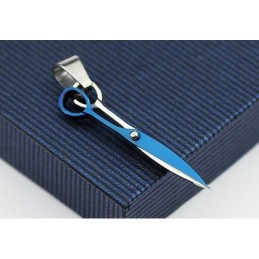 Pingente De Titânio Estilo Tesoura Azul - Corrente Grátis