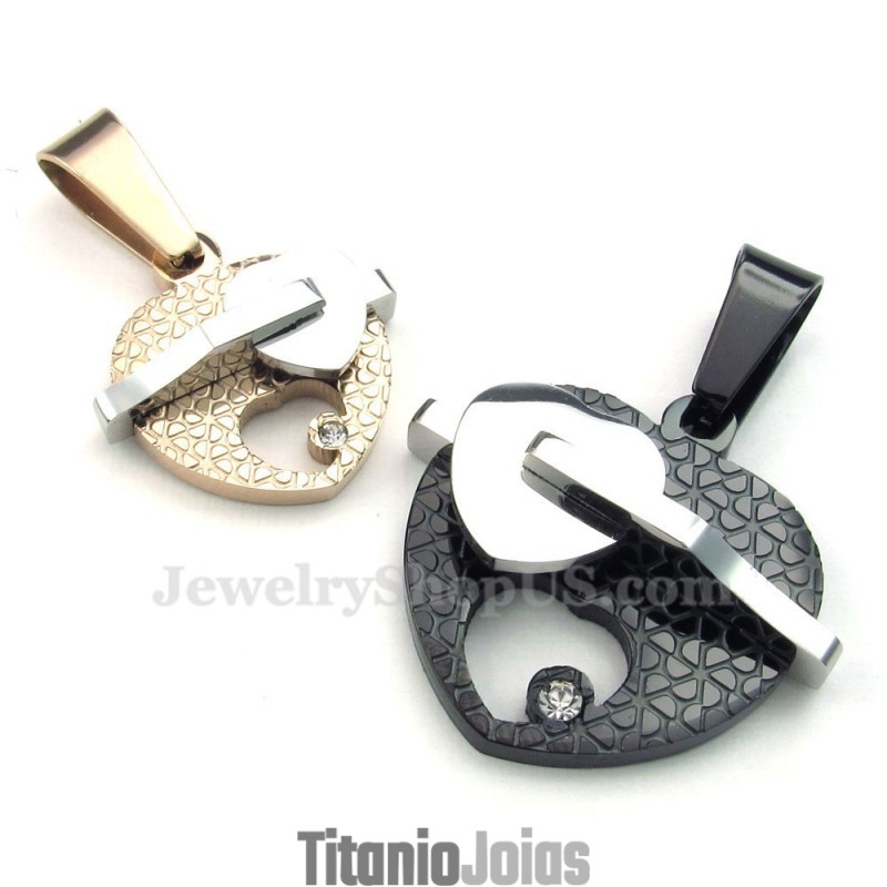 Colar Com Pingente De Coração Duplo De Titânio (Corrente Grátis) Colar Com Pingente De Coração Duplo De Titânio (Corrente Grátis)