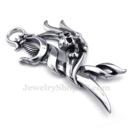 Colar Com Pingente De Faca De Titânio E Caveira (Corrente Grátis)