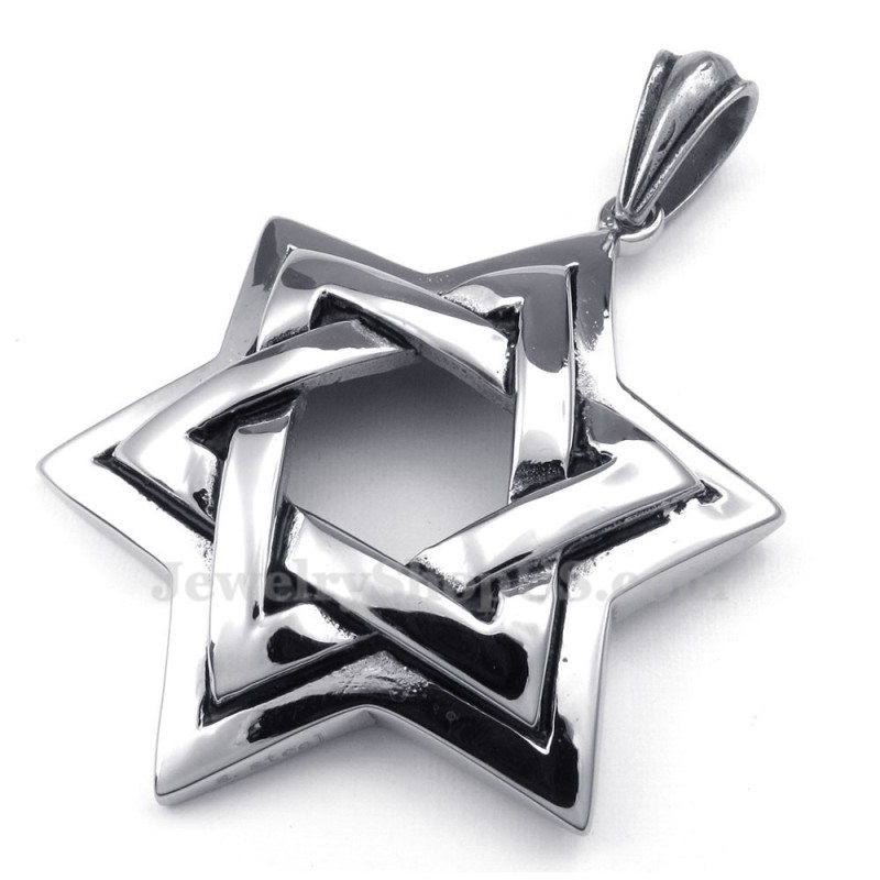 Colar Com Pingente De Estrela De Titânio E Estrela De Davi (Corrente Grátis)
