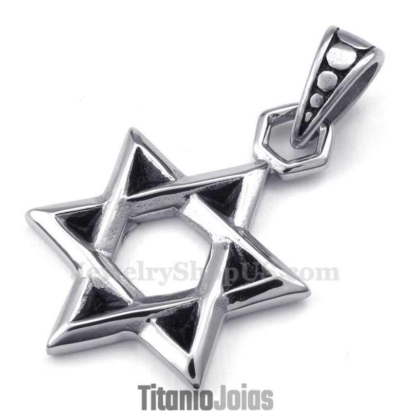 Colar Com Pingente De Estrela De Davi Da Sorte Em Titânio (Corrente Grátis) Colar Com Pingente De Estrela De Davi Da Sorte Em Titânio (Corrente Grátis)