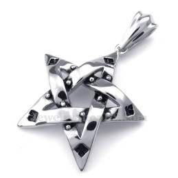 Colar Com Pingente De Estrela De Cinco Pontas Com Pontos De Titânio (Corrente Grátis)