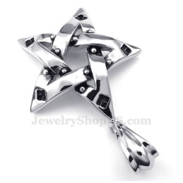 Colar Com Pingente De Estrela De Cinco Pontas Com Pontos De Titânio (Corrente Grátis)