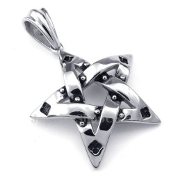 Colar Com Pingente De Estrela De Cinco Pontas Com Pontos De Titânio (Corrente Grátis)