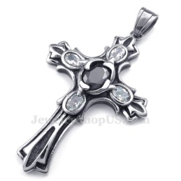 Colar Com Pingente De Cruz De Titânio E Zircônia (Corrente Grátis)
