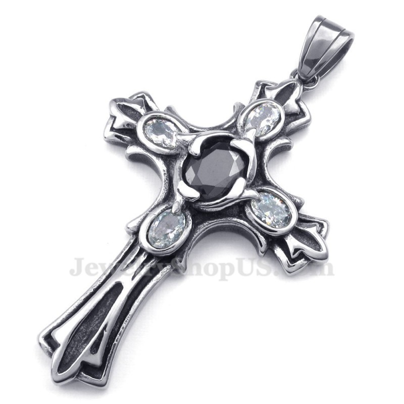 Colar Com Pingente De Cruz De Titânio E Zircônia (Corrente Grátis) Colar Com Pingente De Cruz De Titânio E Zircônia (Corrente Grátis)