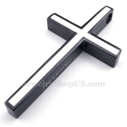 Colar Com Pingente De Cruz Simples De Titânio Preto E Branco (Corrente Grátis)