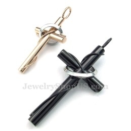 Colar Com Pingente De Casal Em Titânio Com Argolas Cruzadas (Corrente Grátis) (Um Par)