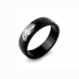 Anel Masculino Dragon De Titânio Preto 6Mm