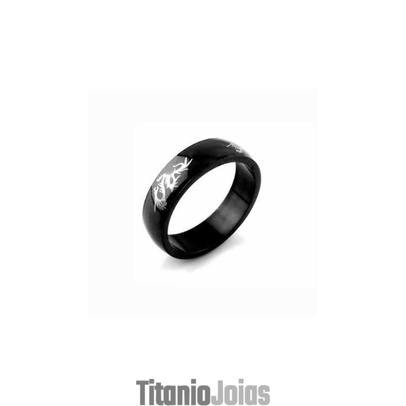 Anel Masculino Dragon De Titânio Preto 6Mm Anel Masculino Dragon De Titânio Preto 6Mm