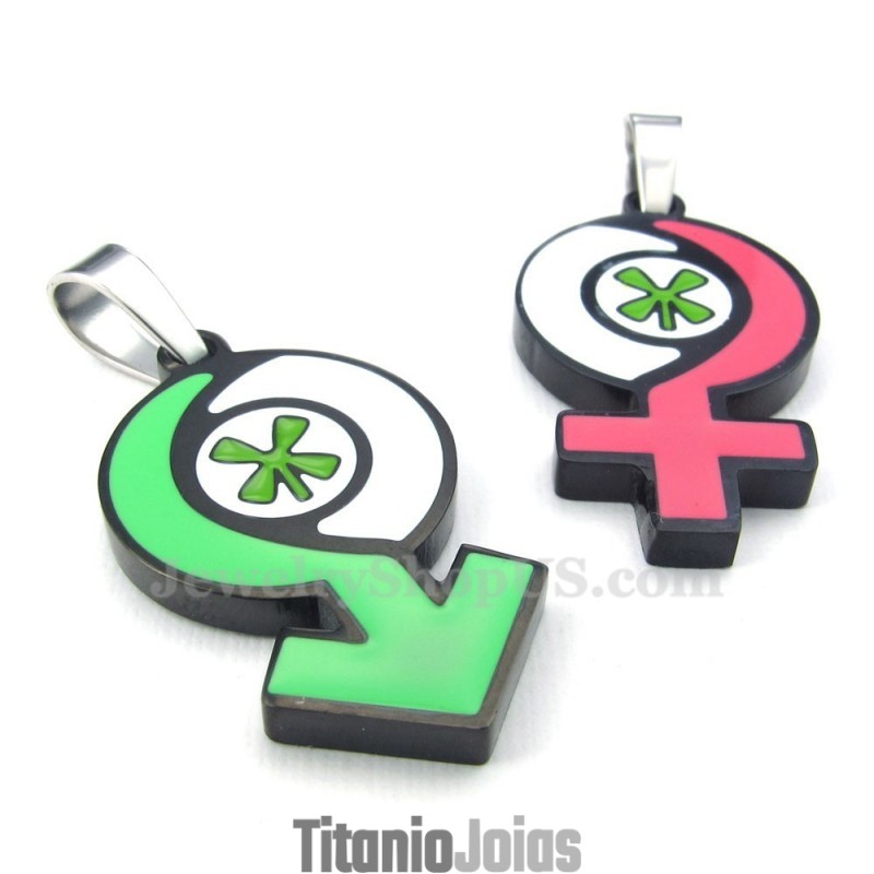 Colar Com Pingente De Símbolo De Titânio Para Meninos E Meninas (Corrente Grátis) (Um Par) Colar Com Pingente De Símbolo De Titânio Para Meninos E Meninas (Corrente Grátis) (Um Par)