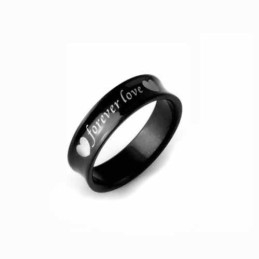 Anel Masculino De Titânio Preto 6 Mm Forever Love