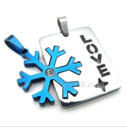 Colar Com Pingente De Floco De Neve Azul De Titânio Para Casais (Corrente Grátis) (Um Par)