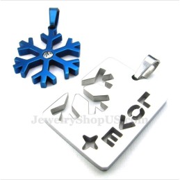 Colar Com Pingente De Floco De Neve Azul De Titânio Para Casais (Corrente Grátis) (Um Par)