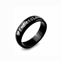 Anel De Titânio Preto Endless Love Masculino De 6 Mm
