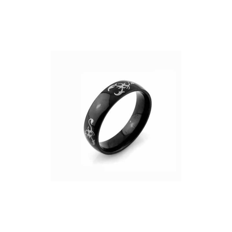 Anel Masculino Scorpion King De Titânio Preto 6Mm Anel Masculino Scorpion King De Titânio Preto 6Mm