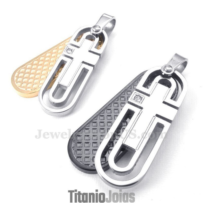 Colar Com Pingente De Casal De Titânio (Corrente Grátis) (Um Par)