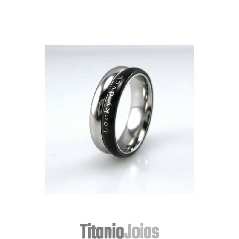 Anel Locky Dvck Unissex 6Mm Titânio Preto