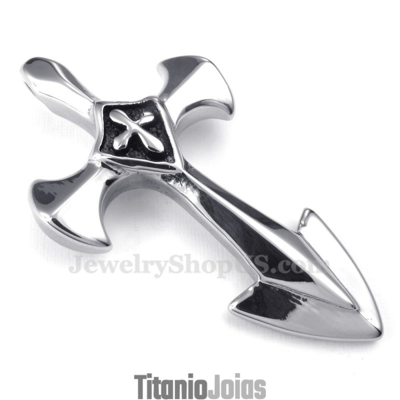 Colar Com Pingente De Cruz De Titânio (Corrente Grátis)