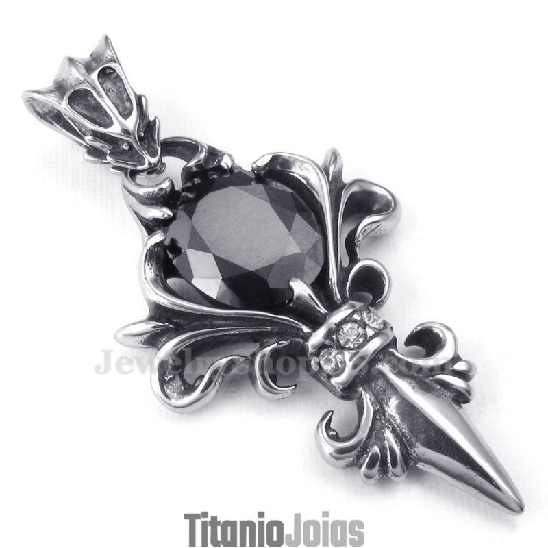 Colar Com Pingente De Titânio E Zircônia Preta (Corrente Grátis) Colar Com Pingente De Titânio E Zircônia Preta (Corrente Grátis)