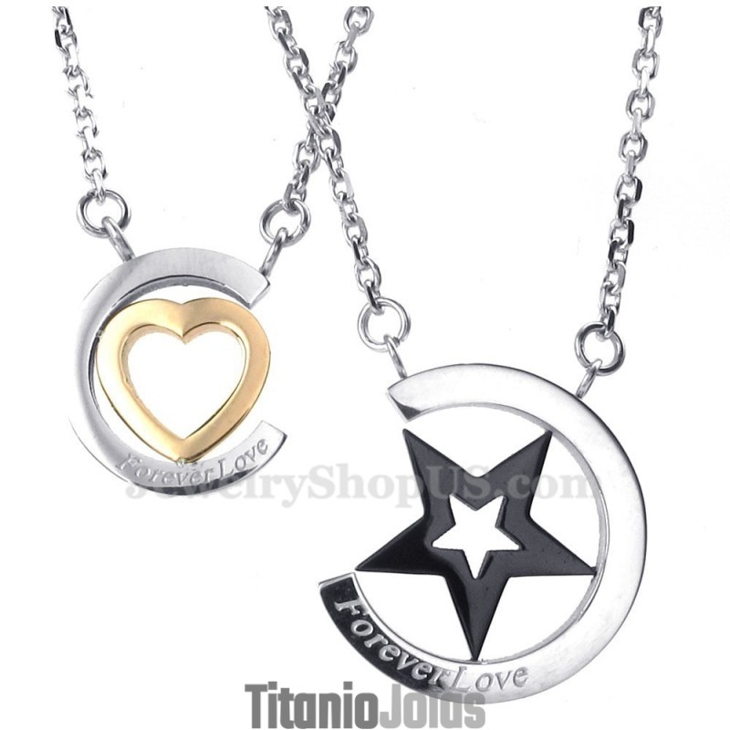 Colar Com Pingente De Casal Em Titânio Sart E Corações (Corrente Grátis) (Um Par) Colar Com Pingente De Casal Em Titânio Sart E Corações (Corrente Grátis) (Um Par)