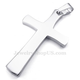Colar Com Pingente De Cruz De Titânio Prateado (Corrente Grátis)