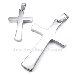 Colar Com Pingente De Cruz De Titânio Prateado Para Casais (Corrente Grátis) (Um Par)