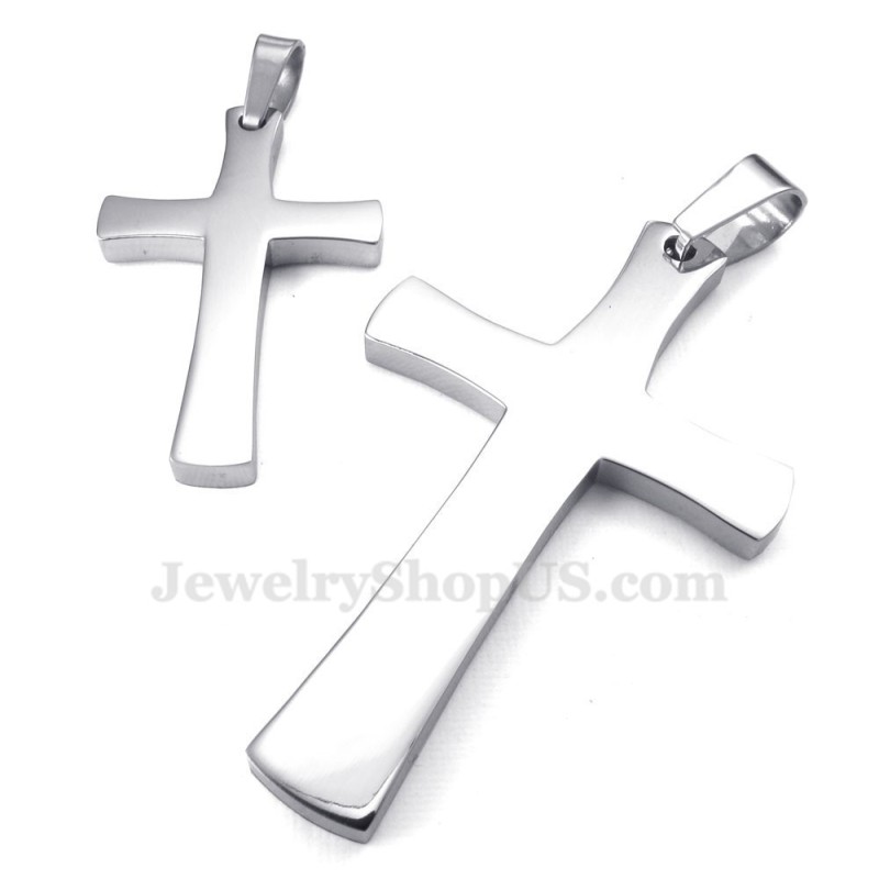 Colar Com Pingente De Cruz De Titânio Prateado Para Casais (Corrente Grátis) (Um Par) Colar Com Pingente De Cruz De Titânio Prateado Para Casais (Corrente Grátis) (Um Par)