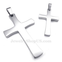 Colar Com Pingente De Cruz De Titânio Prateado Para Casais (Corrente Grátis) (Um Par)