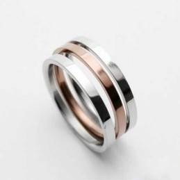 Anel Masculino De Titânio Dourado E Prateado De 6 Mm