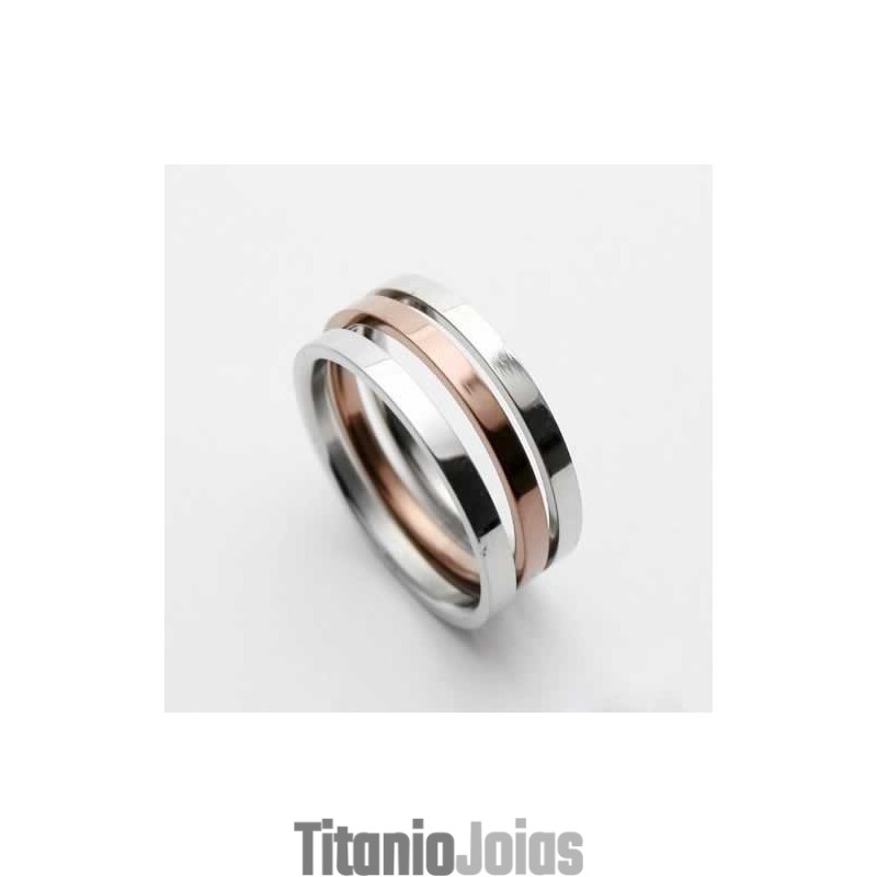 Anel Masculino De Titânio Dourado E Prateado De 6 Mm Anel Masculino De Titânio Dourado E Prateado De 6 Mm
