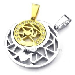 Colar Com Pingente De Casal Em Titânio Dourado Com Lua E Estrelas (Corrente Grátis) (Um Par)