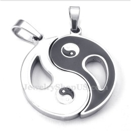 Colar Com Pingente De Casal Tai Chi De Titânio (Corrente Grátis) (Um Par)