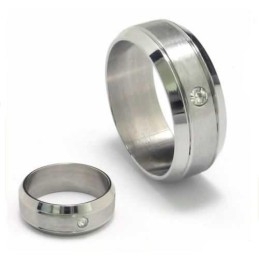 Anel De Titânio Unissex Com Diamante De 8 Mm